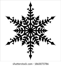 Snowflake icon. Christmas and winter theme. Simple flat black vector illustration on white background