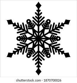 Icono de copo de nieve. Navidad e invierno. Ilustración simple del vector negro plano sobre fondo blanco