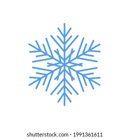 Snowflake icon. Christmas and winter theme. Simple flat blue illustration on white