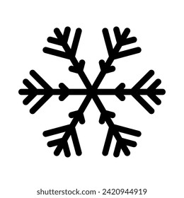 icono de copo de nieve, navidad y temática de invierno, simple ilustración plana negra aislada en fondo blanco