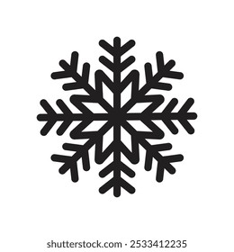 Schneeflocken-Symbol. Weihnachten und Winter Thema. Einfache, flache, schwarze Illustration auf weißem Hintergrund.