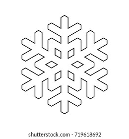 Snowflake Icon. Christmas And Winter Theme. Simple Flat Vlack Outline On White Background.