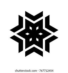 Snowflake icon. Christmas and winter theme. Simple flat black illustration on white background.