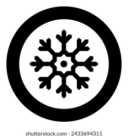 Schneeflocke-Symbol im Kreis rund schwarze Farbe Vektor-Illustration Bild durchgezogene Umrissart