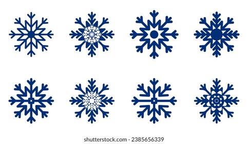 Colección de iconos copos de nieve. elemento decorativo de Navidad. Ilustración vectorial plana