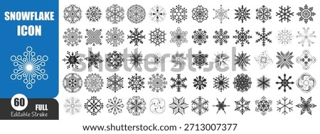 Snowflake Icon Collection – Editable Line Art Winter Snowflake Vectors for Christmas and Seasonal Design