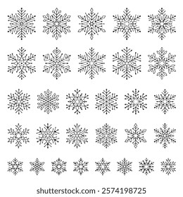 Snowflake icon collection isolated on white background. Winter symbols. Christmas decorative elements, Snow icon set white background