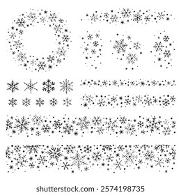 Snowflake icon collection isolated on white background. Winter symbols. Christmas decorative elements, Snow icon set white background