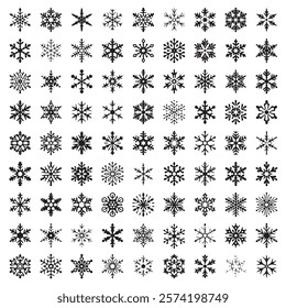 Snowflake icon collection isolated on white background. Winter symbols. Christmas decorative elements, Snow icon set white background