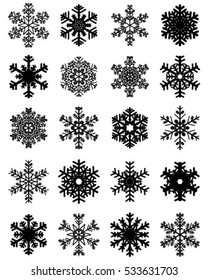 Snowflake icon collection isolated on white background