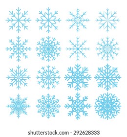 Snowflake icon collection on white background. Icon symbol design. Vector illustration.