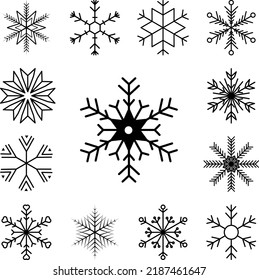 Icono de copo de nieve en una colección con otros elementos