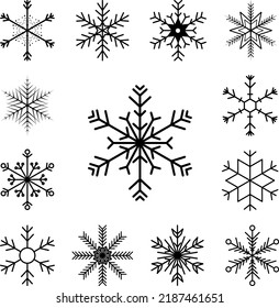 Icono de copo de nieve en una colección con otros elementos