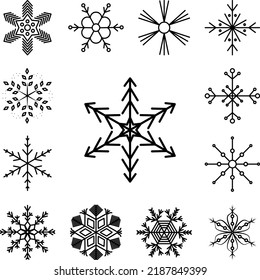 Snowflake-Symbol in einer Kollektion mit anderen Elementen