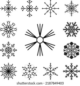 Icono de copo de nieve en una colección con otros elementos