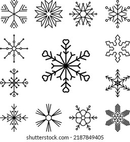 Icono de copo de nieve en una colección con otros elementos