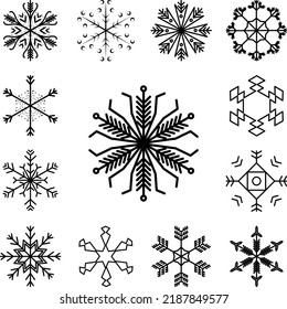 Snowflake icon in a collection with other items