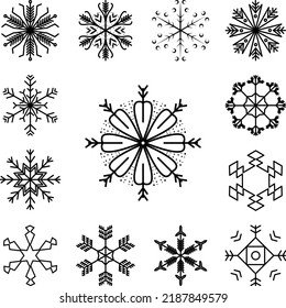 Icono de copo de nieve en una colección con otros elementos