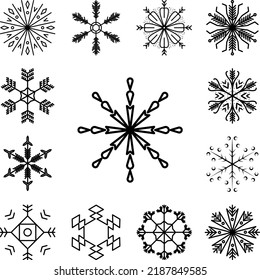 Icono de copo de nieve en una colección con otros elementos