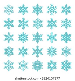 Snowflake Icon Collection with Winter Ice Crystal Symbols for Holiday Seasonal and Graphic Design Projects