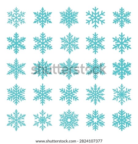 Snowflake Icon Collection with Winter Ice Crystal Symbols for Holiday Seasonal and Graphic Design Projects
