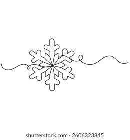 Snowflake icon   continuous one line drawing of outline vector illustration