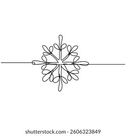 Snowflake icon   continuous one line drawing of outline vector illustration