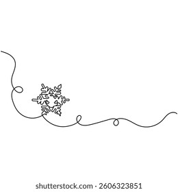 Snowflake icon   continuous one line drawing of outline vector illustration