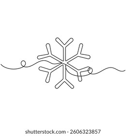 Snowflake icon   continuous one line drawing of outline vector illustration