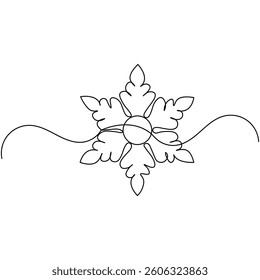 Snowflake icon   continuous one line drawing of outline vector illustration