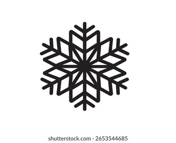Ícone de floco de neve com estilo de linha minimalista nítido