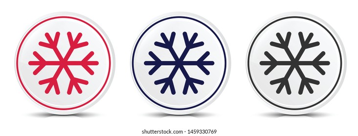Snowflake icon crystal flat round button set illustration design isolated on white background