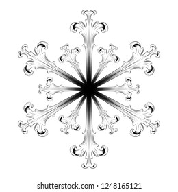 Snowflake icon, decorative ornament object for christmas and new year day in vintage style with beautiful filigree and ancient theme,  vector illustration