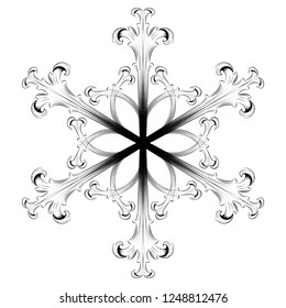 Snowflake icon, decorative ornament object for christmas and new year day in vintage style with beautiful filigree and ancient theme,  vector illustration