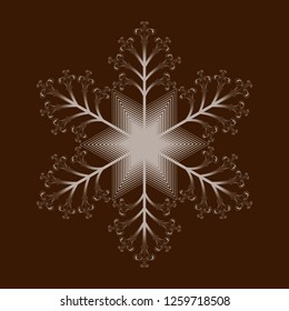 Snowflake icon, decorative ornament object for christmas and new year day in vintage style with beautiful filigree and ancient theme,  vector illustration