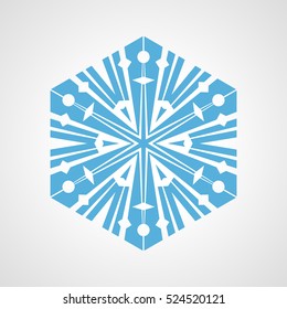 Snowflake icon design close-up isolated on white background
