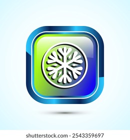 Snowflake icon design, Keep frozen icon. Glossy Square Button Design