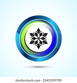 Snowflake icon design, Keep frozen icon. Glossy Round Button Design