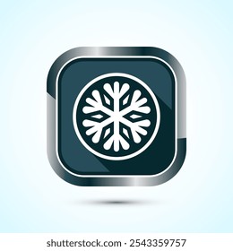 Schneeflocken-Icon-Design, Gefrorenes Icon behalten. Design der grauen Schattenschaltfläche