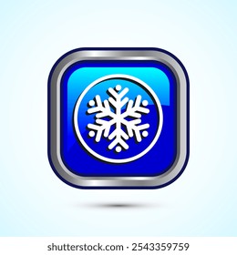Snowflake icon design, Keep frozen icon. Blue Color Square Button Design