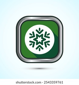 Snowflake icon design, Keep frozen icon. Green Shadow Button Design 