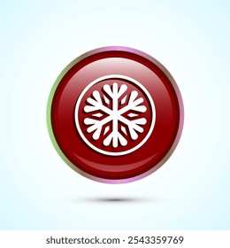 Schneeflocken-Icon-Design, Gefrorenes Icon behalten. Red Color Round Button Design