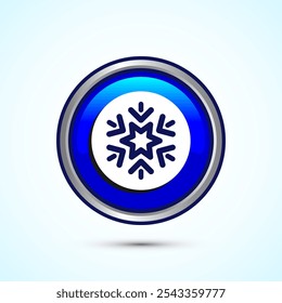 Diseño de icono de copo de nieve, mantener icono congelado. Diseño de Botón redondo de color azul