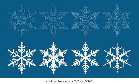 Conjunto de diseño de icono de copo de nieve para App, Sitio web, logotipo. Icono de nieve, Vector. Iconos del copo de nieve, Vector, símbolo. Ilustración vectorial.
