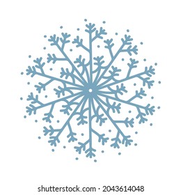 snowflake icon doodle blue on white isolated