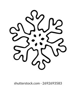 snowflake icon doodle hand drawn. Outline line drawing clipart symbol. Vector illustration.