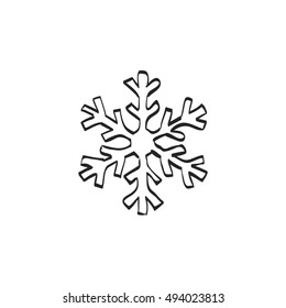 Snowflake icon in doodle sketch lines. Nature snowflakes winter December