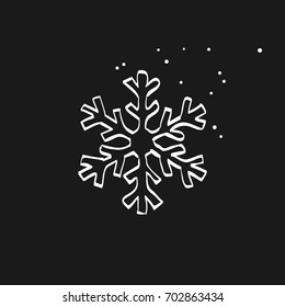 Snowflake icon in doodle sketch lines. Nature snowflakes winter December