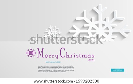 Snowflake icon. Festive background, template postcard, website home page. sign design. Long shadow. Ornament of beautiful snowflakes.