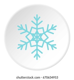 Snowflake icon in flat circle isolated vector illustration for web